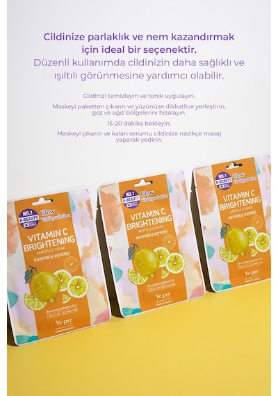 Ye:pre Vitamin C Brightening Ampoule Kore Yüz Maskesi 23 ML
