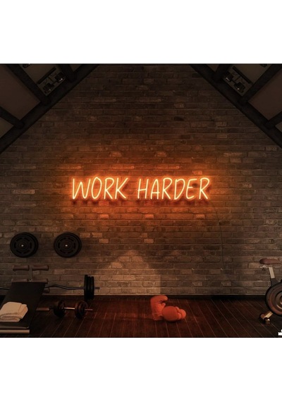 Work Harder Yazılı Neon Tabela Turuncu