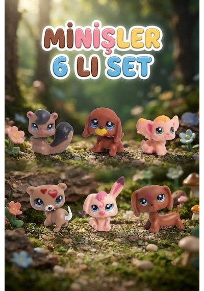 Pet Star Little Sevimli Minişler 6'lı Miniş Figür Oyuncak Seti Sevimli Hayvan Figürleri Ve Aksesuarları 3046a21