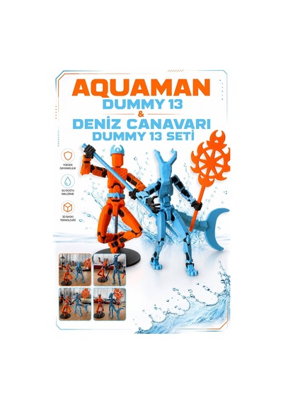 Aquaman & Deniz Canavarı Dummy 13 Seti 3d Baskı Hareketli Figür Oyuncak