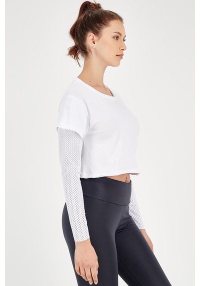 Maraton Active Regular Kadın Bisiklet Yaka Uzun Kol Fitness Beyaz Sweatshirt 18557-beyaz Beyaz