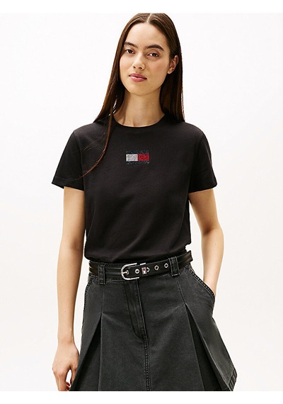 Tommy Hilfiger Dw0dw21965 Tjw Reg Party Flag Kadın Tişört Siyah