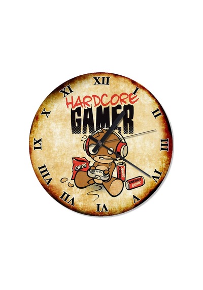 Hard Core Gamer Baskılı Duvar Saati (408136835) Çok Renkli