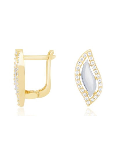 Diamond Line - Gülaylar - Sarı Beyaz Altın 14 Ayar Koleksiyon Küp N11.9254