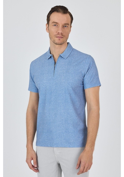Mavi Polo Yaka Kısa Kol Cepsiz Slim Fit Classic Tişört 1011250176 Mavi