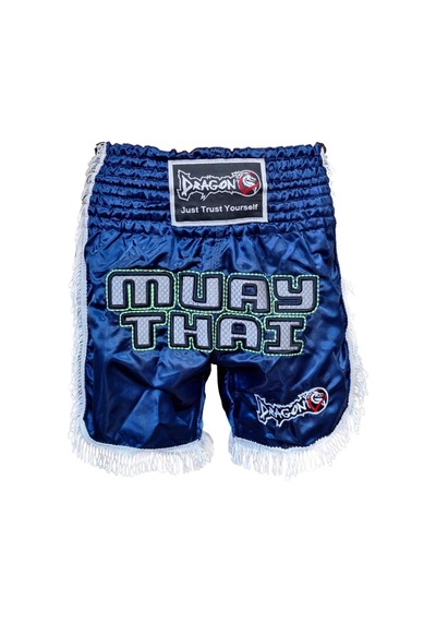 Dragondo Mt3020 Apache Muaythai Şortu Lacivert Püsküllü Nakışlı Muay Thai Şortu Lacivert