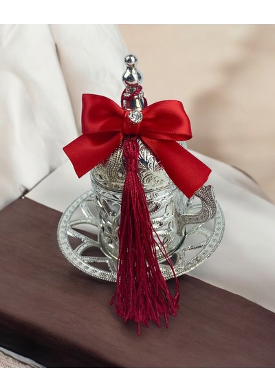 Elm Damat Kahve Fincanı Kırmızı Kırmızı