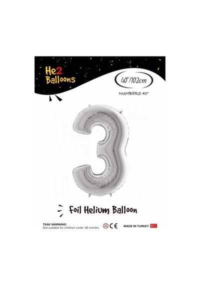 Balon 3 Rakam Gümüş Folyo Balon 40 Inç Turkuaz
