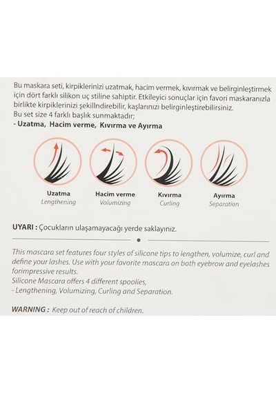 4&apos Lü Silikon Tasarım Maskara Ve Kaş Şekillendirme Fırçası 0