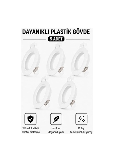 Yuvarlak Spot Armatür Kasası Beyaz 5 Adet Sıva Altı Plastik Boş Spot Kasa Diğer