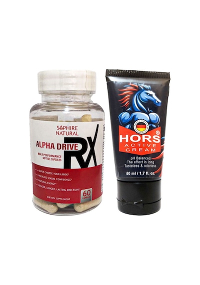 Alpha Drive Rx Erkeklere 60 Lı Soft Jel Formunda Özel Karışım + Hors Active Cream 50 Ml Erkek Katılaştırıcı