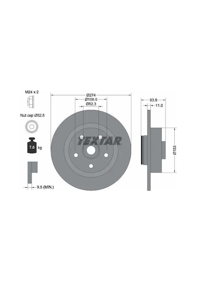 Dacia Logan Arka Fren Diski 2007-2008 Textar 92142203 2adettir
