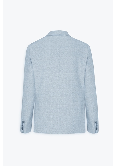 Ac&Co / Altınyıldız Classics Erkek Grı Mavı 360 Her Yöne Esneyen Slim Fit Dar Kesim Mono Yaka Desenli Blazer Ceket Grı Mavı Gri - Mavi