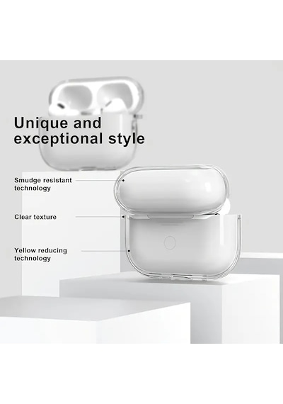Apple Uyumlu AirPods Pro 3. Nesil İle Kılıf Şeffaf Kristal Silikon Sert Pc Şeffaf Case 14 Şeffaf