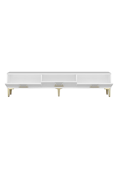Tsa1832dbg Slim Tv Stand, Tv Sehpası Safirmeşe-beyaz-gold 180cm