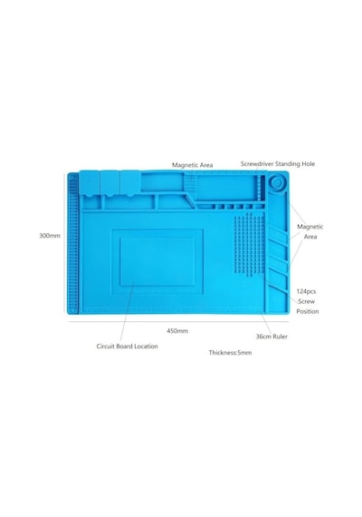 Silikon Çalışma Tamir Pedi S160 450x300mm Isıya Dayanıklı Manyetikli