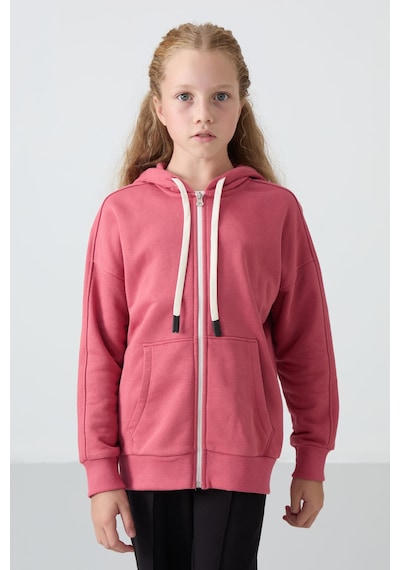 Fermuarlı Pamuklu 2li Paket Siyah-yaban Gülü Kız Çocuk Sweatshirt - 75149 Siyah - Pembe