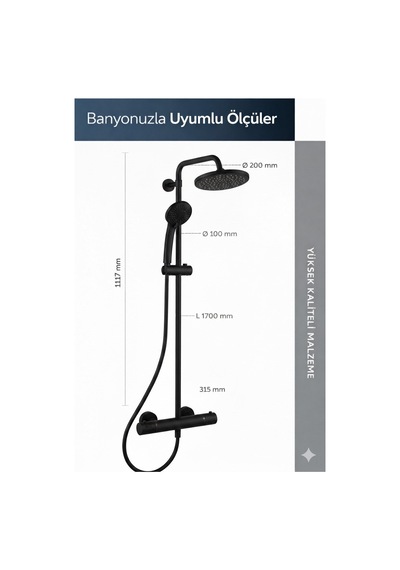 A7545xg Ceratherm T25 Termostatik Duş Sistemi-silk Black Siyah