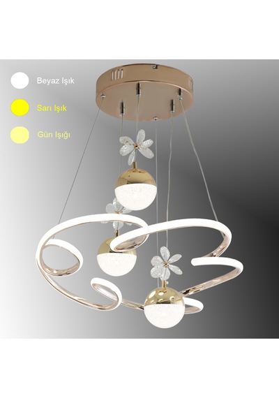 Tt322-3tpl-fsr Tt Ayd. Bulut Fransız Sarıkaplama 3 Renk Led Avize Rosegold
