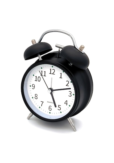 Valkyrie 16cm Büyük Boy Akar Saniyeli Alarm Çalar Saat - Nostaljik Masa Saati Siyah