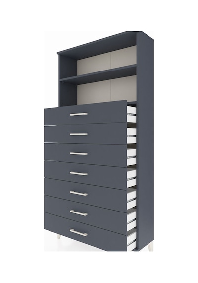Arges Dolap 2 Raflı 7 Çekmeceli 88x30x182 Antrasit-antrasit Antrasit