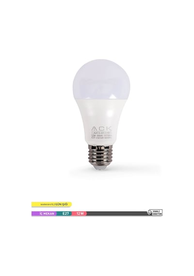 ACK LED A60 Ampul 3000K Gün Işığı 220V 12W E27