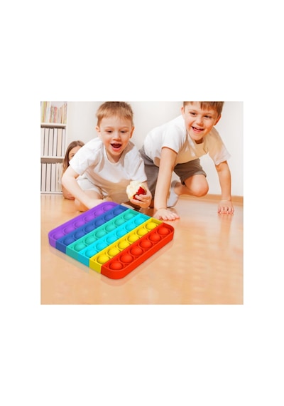 Push Pop Bubble Pop It Duyusal Oyuncak Özel Pop Stres Gökkuşağı Renkli - Kare A++ Kalite
