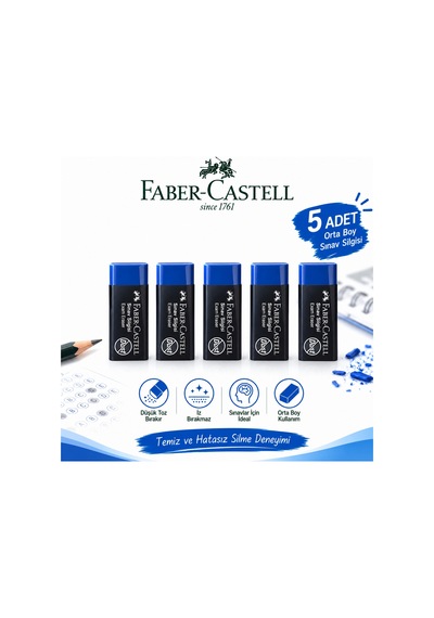 Orta Boy Sınav Silgisi 5 Adet Yumuşak Silgi Faber-castell