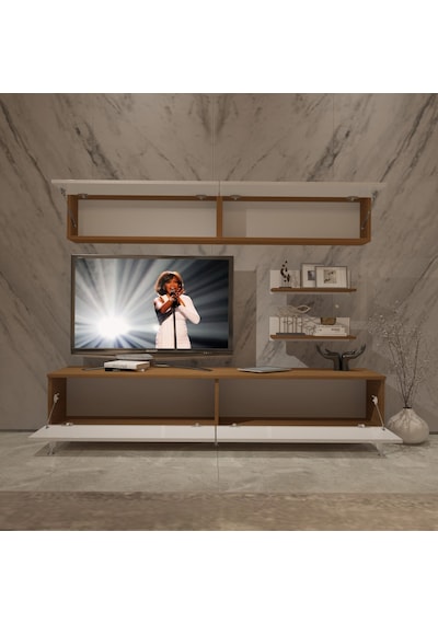 Decoraktiv Eko 5 Mdf Std Silver Tv Ünitesi Tv Sehpası Ceviz - Beyaz