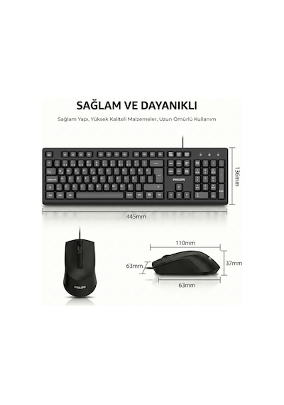 Philips SPT6234 Kablolu Türkçe Q Klavye ve Mouse Seti