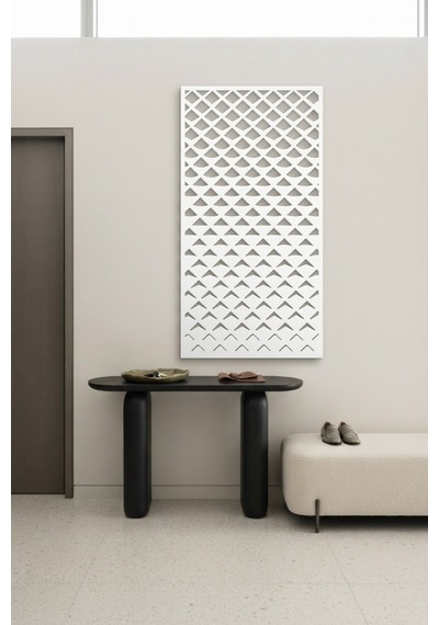 Pul Dekoratif Panel Metal Duvar Tablosu - Duvar Sanatı - Duvar Dekoru - Beyaz