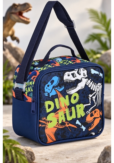 Dino Dinozor Beslenme Çantası Çocuk Öğrenci Okul Yemek Çantası Günlük Kullanım 22x22x10 Cm Çok Renkli