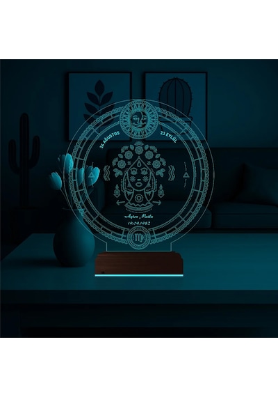 Luvivia Astroloji Başak Burcu Kişiye Özel 3d Lamba - Masa Gece Lambası