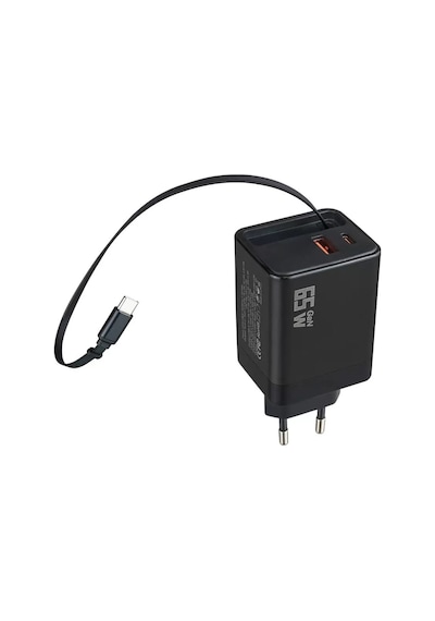 65w Gan Hızlı Şarj Adaptörü Dahili Type-c Kablo 1xusb Pd 1xtype-c Şarj Aleti