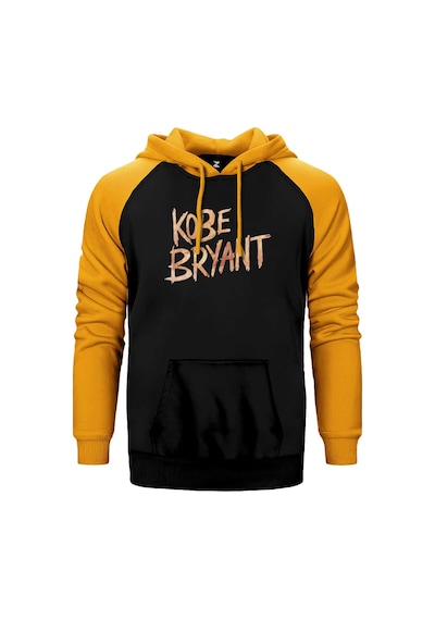Kara Mamba Sarı Renk Reglan Kol Kapşonlu Sweatshirt Sarı
