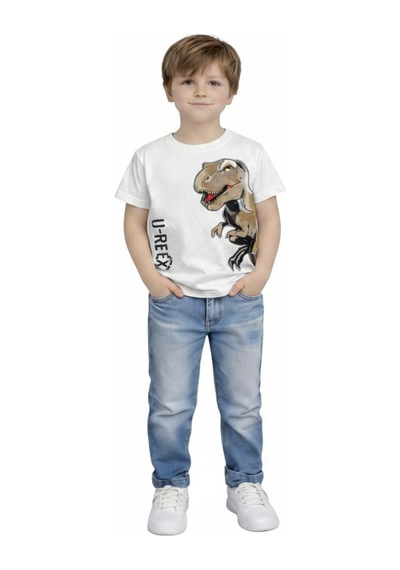 Yale Kids 3-8 Yaş Erkek Çocuk %95 Pamuklu Tişört Beyaz