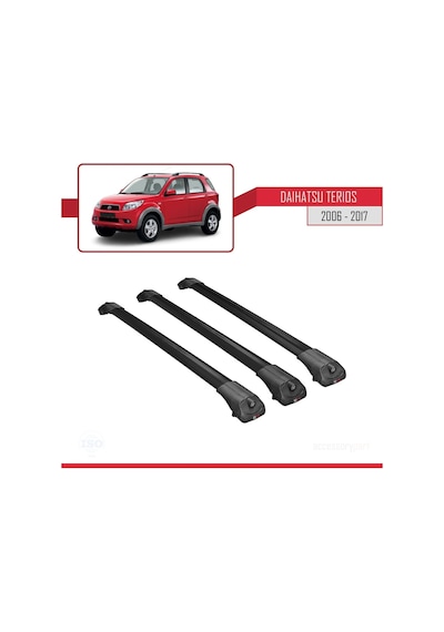 Daihatsu Terios 2006-2017 Arası İle Uyumlu Ace-1 Ara Atkı Tavan Barı Siyah 3 Adet Bar