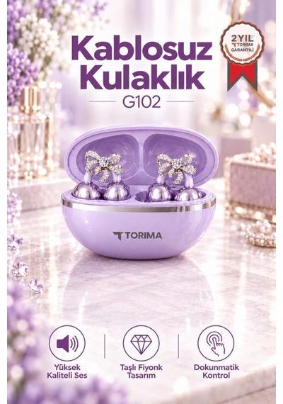 Özel Seri Dokunmatik Yetişkin Taşınabilir Bluetooth Kulaklık Kulak İçi G102 Mor