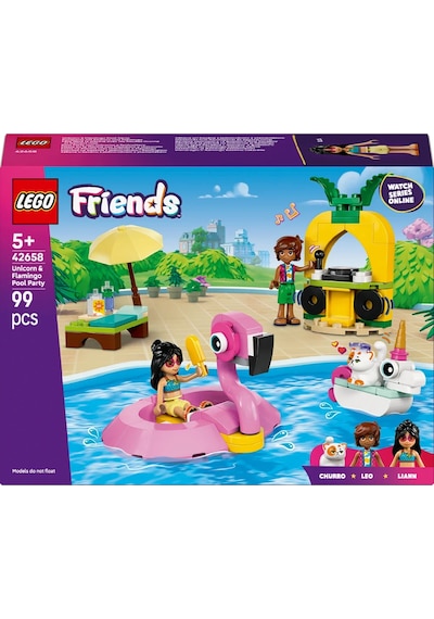 LEGO® Friends Tek Boynuzlu At ve Flamingo Havuz Partisi 42658 - 5 Yaş ve Üzeri Çocuklar için Yaratıcı Oyuncak Yapım Seti (99 Parça)