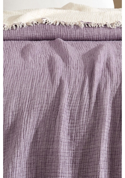 Varol 5 Katlı %100 Pamuk Müslin Yatak Örtüsü 230x240 Cm Lıla/cıftkısılık Lila