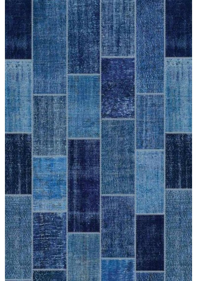Mavi Patchwork Dokuma Leke Tutmaz Masa Örtüsü Mso297n11