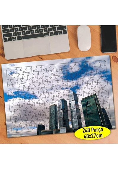 Bulutlar Ve Yüksek Bina Manzarası 240 Parça Puzzle Yapboz-78473