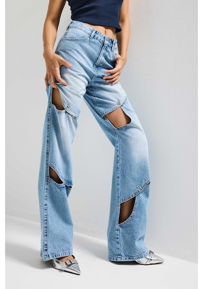 it's basic Kadın Mavi 4s6-27 Loose Fit %100 Koton Özel Tasarım Denim Jean