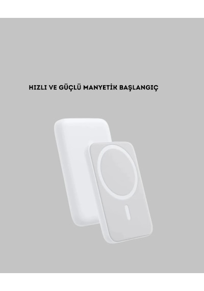 Manyetik Kablosuz Powerbank İphone 12/13/14/15 Uyumlu, Hızlı Şarjlı, Ultra Hafif Siyah
