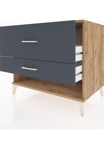 Kronos Şifonyer 2 Çekmeceli 88x59x80 Çam-antrasit Atlas Çam