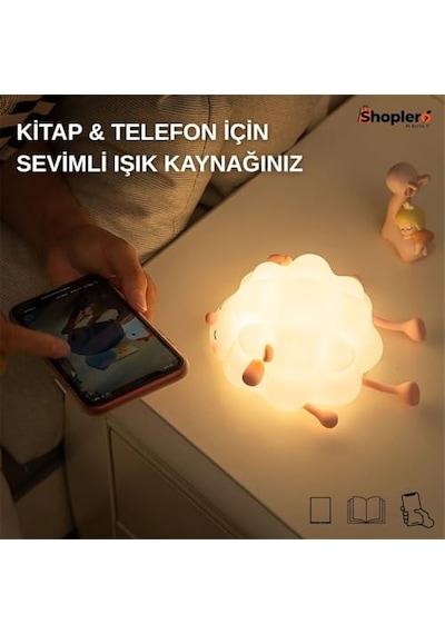 Koyun Gece Lambası Yatak Odası Için 3 Seviyeli Kısılabilir Parlaklı Yumuşak Işıltılı Başucu Lambası Emzirme Diğer