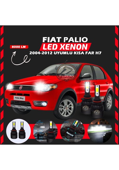 Fiat Palio 2004-2012 Kısa Far Uyumlu Şimşek Etkili Led Xenon Light Series H7