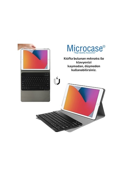 Apple Uyumlu iPad  8.Nesil 10.2 2020 Bluetooth Klavyeli Tablet Kılıf - Bkk1