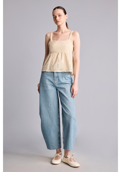 Defacto %100 Pamuk Barrel Fit Normal Bel Jean Pantolon I2379ax26aunm39 Mavi-nm39