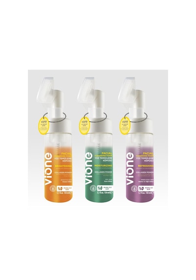 Vione 3lü Set Yüz Temizleme Köpüğü 150ml Özel Fırçalı